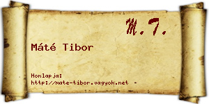 Máté Tibor névjegykártya